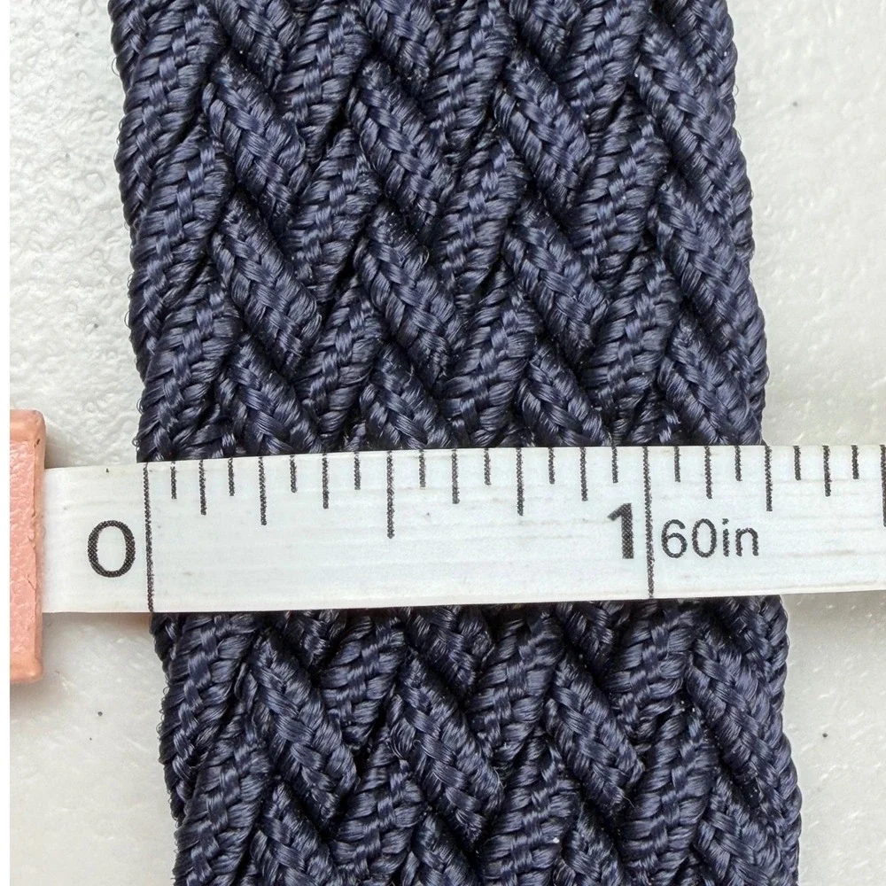 Original Penguin Mens Braided Elastic Belt Navy Blue Brown Leather HN86100 30-32